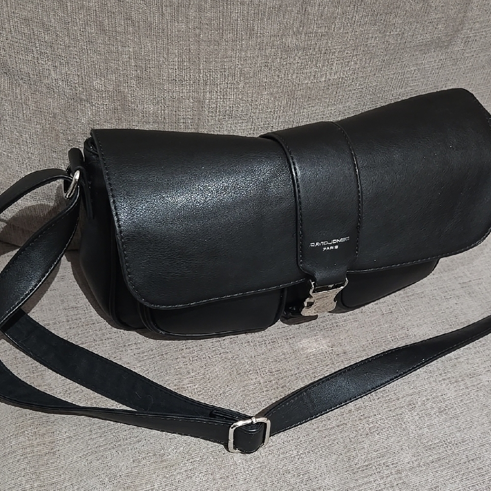 Black vegan Leather Shoulder Bag